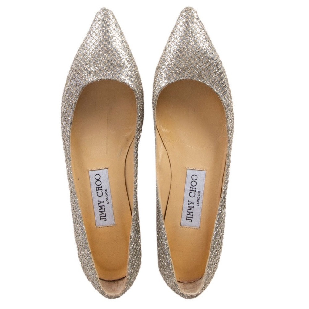 Jimmy Choo 'Romy' Pointed-Toe Glitter Ballet Flats
